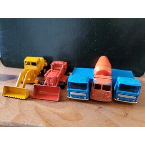 5x VTG MATCHBOX Lesney England Cement Truck 1960s Construction Tractor Lot FLAWS